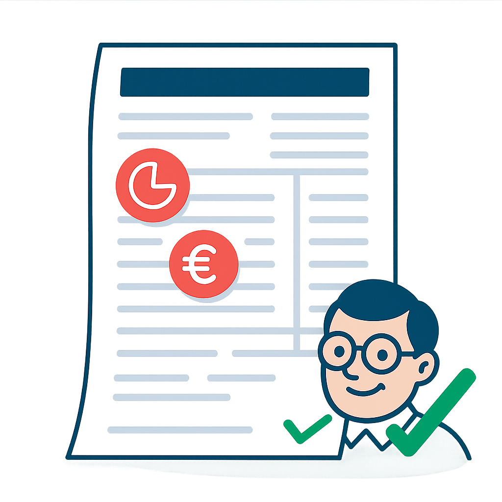 Nebenkostenabrechnung mit markierten Fehlern